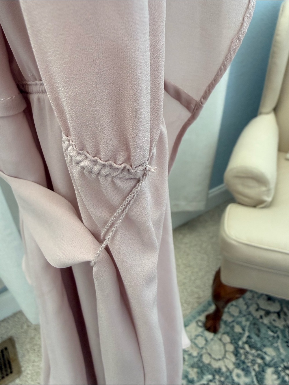 BCBGMaxAzria Kolline Dusty Mauve Rose Ruffle Maxi Dress Gown Sash S - Picture 5 of 12